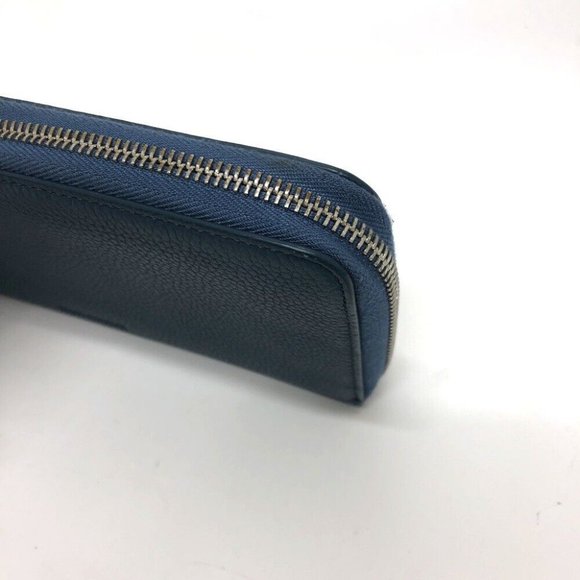 DIOR HOMME logo Zip Around Saif Long Wallet Leather Navy/SilverHardware - Picture 9 of 16